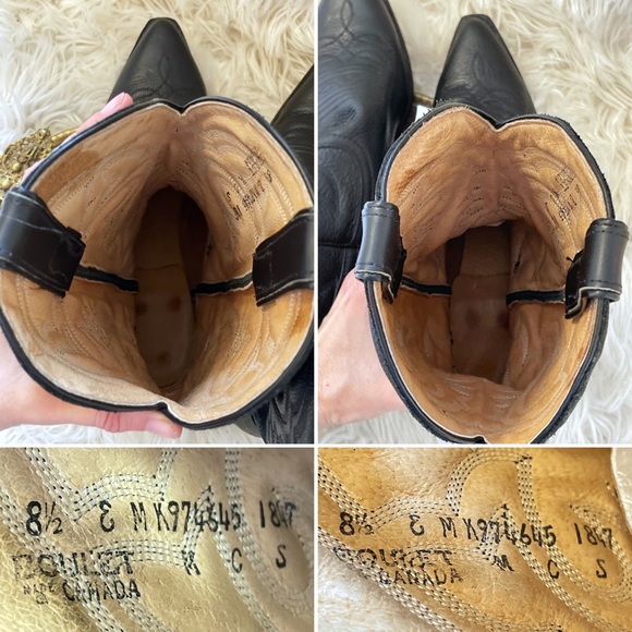 EUC BOULET 🇨🇦 Black leather western cowboy boots, 8.5 men’s - Picture 12 of 12